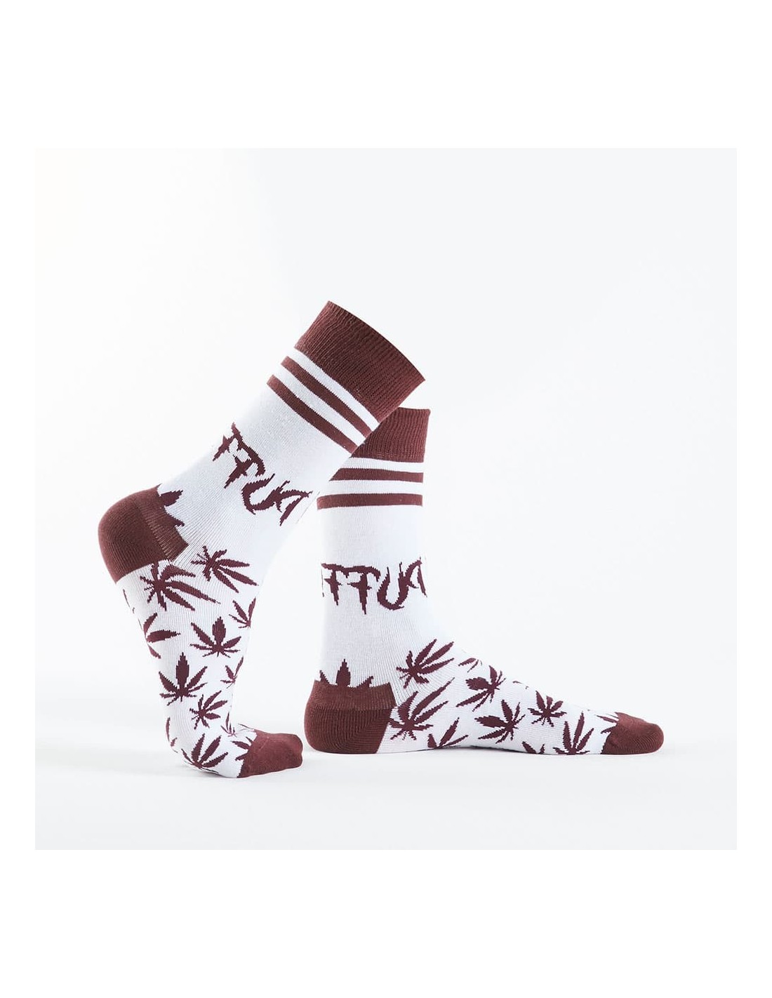 White men\'s socks with leaves SM38 - Online store - Boutique